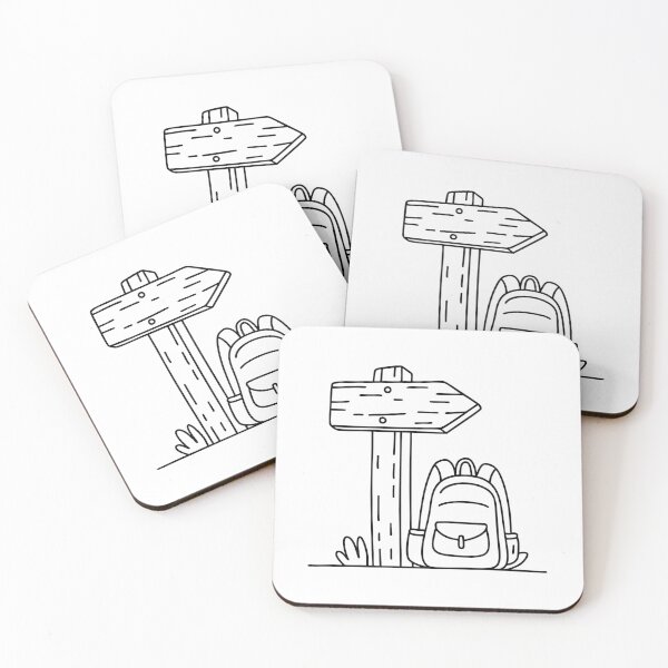Item preview, Rucksack placed at the foot of a wooden signpost on a hiking path designed and sold by rasagamastore.