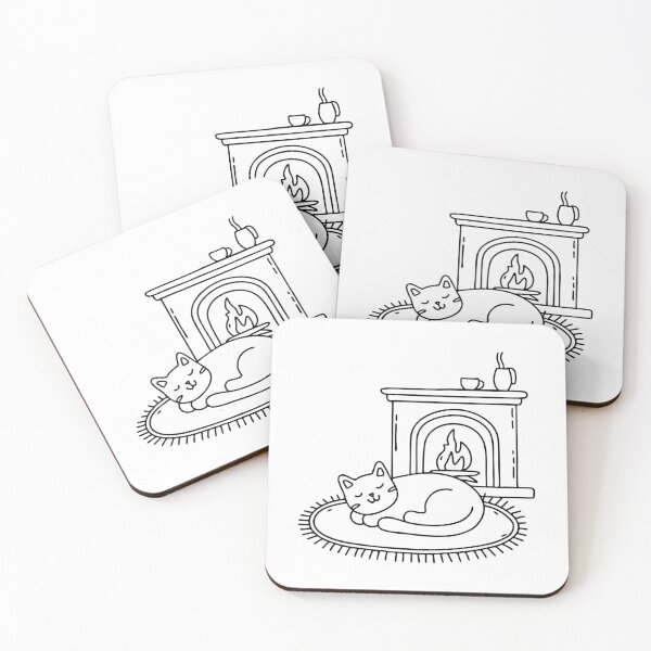 Item preview, Cat lounging comfortably on a fluffy rug near the fireplace designed and sold by rasagamastore.