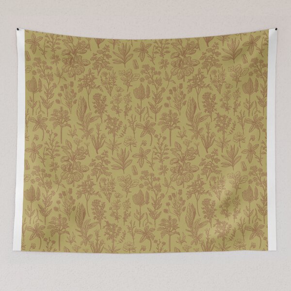 Item preview, Copy of Botanic vertical allover ocre	 designed and sold by Alessandro Remo Mazzoni Remotextiles.