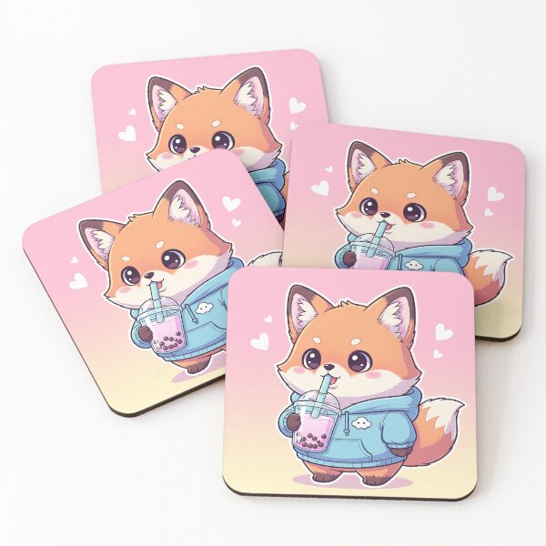 Item preview, Fox Bubble Tea Lover in Hoodie designed and sold by BYnomi.