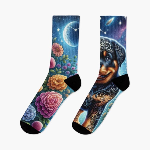 Item preview, Swirling Rottweiler Art and Magical Flowers designed and sold by Wags & Tails.