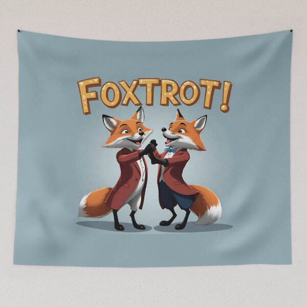 Item preview, Funny of two fox dancing foxtrot with the large phrase "FOXTROT!". designed and sold by Giulivo Store Graphic.