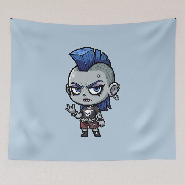Item preview, Cute Zombie Pixel Art - Punk Rock Girl Funny Cartoon designed and sold by Sredsub.