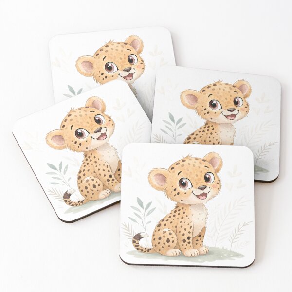 Item preview, Portrait of a baby cheetah sitting on grass with fluffy fur and spotted coat. Perfect for wildlife, safari, nature education, and animal-themed designs for kids and families. designed and sold by kazetixx.