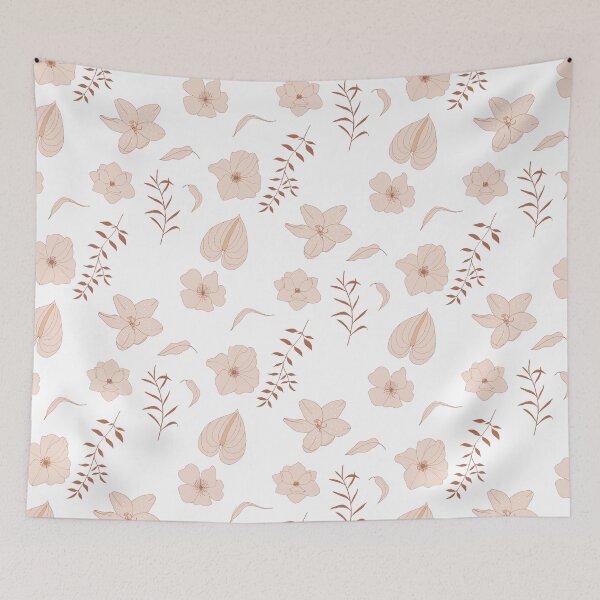 Aperçu de l'œuvre Coussin à motif floral minimaliste neutre créée et vendue par FestivityFinds.