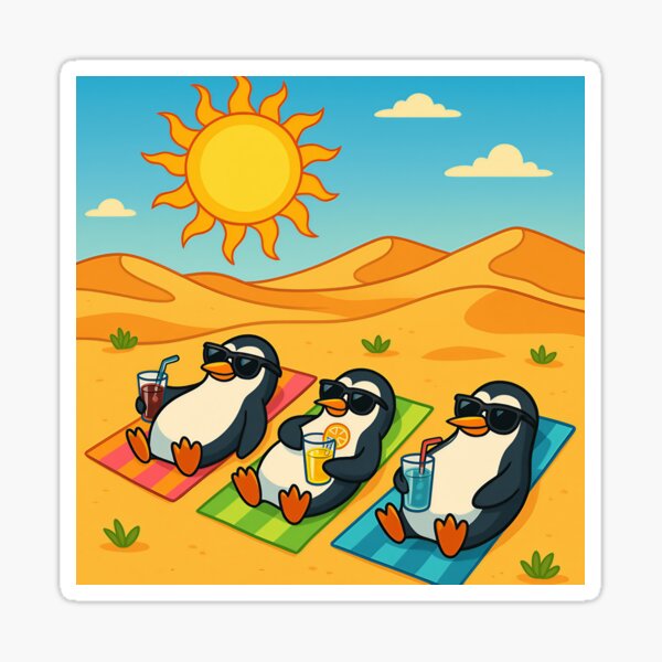 Item preview, Funny Penguins Sunbathing in the Desert designed and sold by Glitchart66.