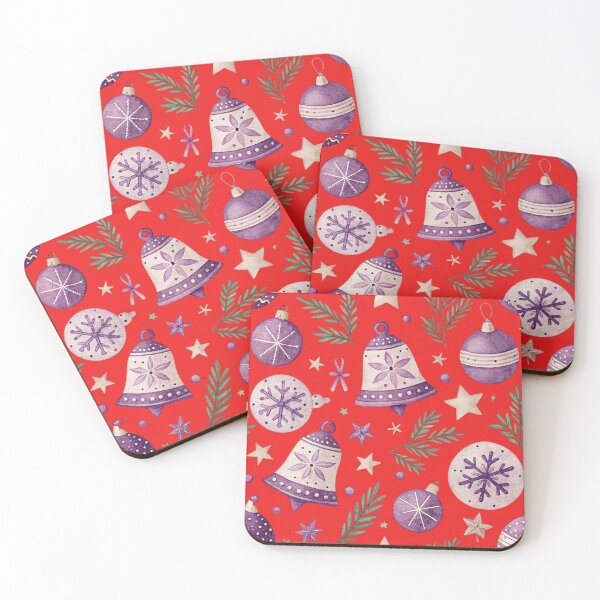 Item preview, Purple Christmas Bells and Ornaments Pattern" designed and sold by joycrysstudio.