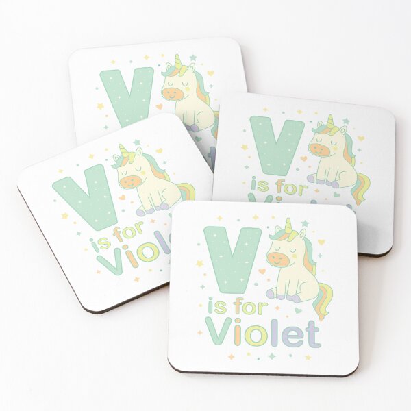 Item preview, V is for Violet - Cute Unicorn Alphabet Poster for Kids Room designed and sold by FilizDesigner.
