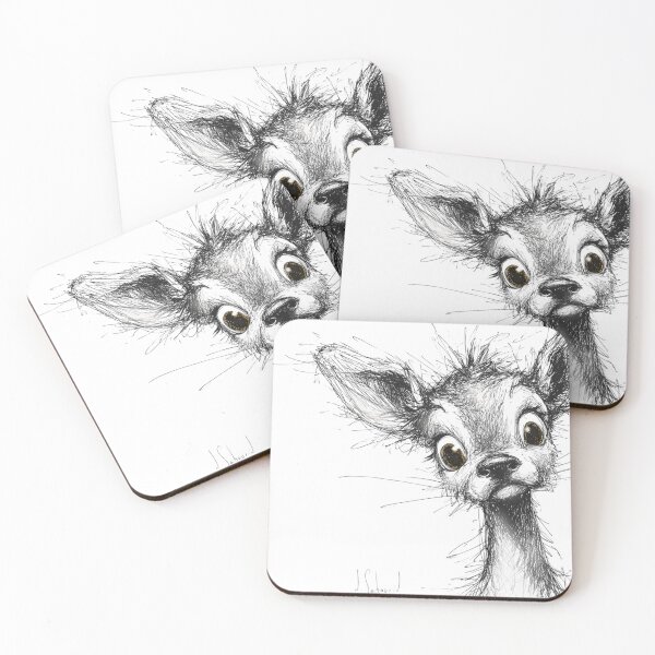 Item preview, Stylized drawing "Little fawn", sketch, surprised, cute, humor, astonished, caricature designed and sold by ateliersabourin.