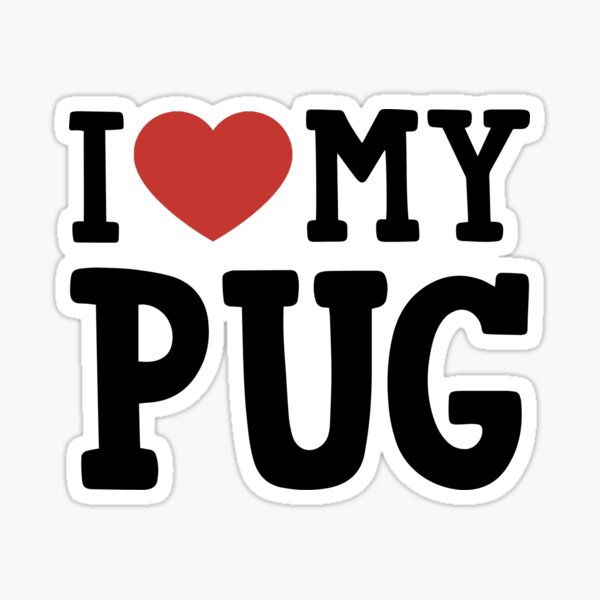 Vista previa del artículo con la obra «Amo a mi Pug», diseñado y vendido por KD Merch.