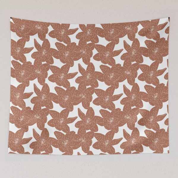 Item preview, Terracotta Burnt Sienna Floral Pattern A-Line Dress designed and sold by FestivityFinds.