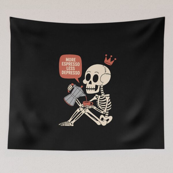 Item preview, More Espresso Less Depresso Skeleton Coffee Humor Lovers designed and sold by DeadlockCrew.
