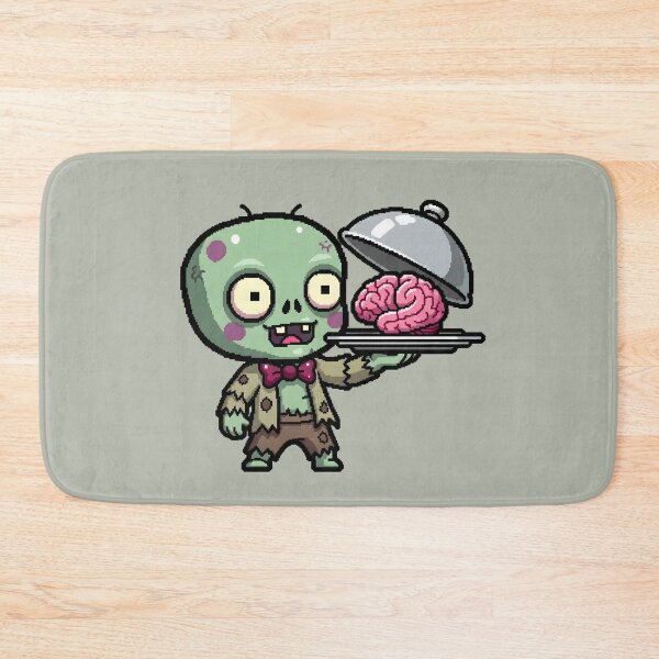 Item preview, Cute Zombie Waiter Serving Brains - Pixel Art Funny Cartoon designed and sold by Sredsub.