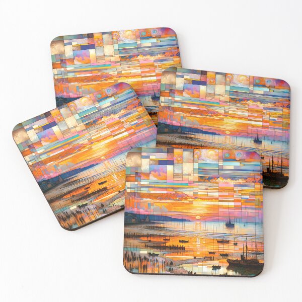 Item preview, Harbour of the Golden Dawn | Sunrise Over the Normandy Coast designed and sold by Stoneflower-Art.