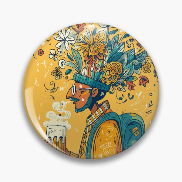 Item preview, Floral Bearded Man with Beer – Whimsical Botanical Fantasy designed and sold by Moss and Moon Studio.
