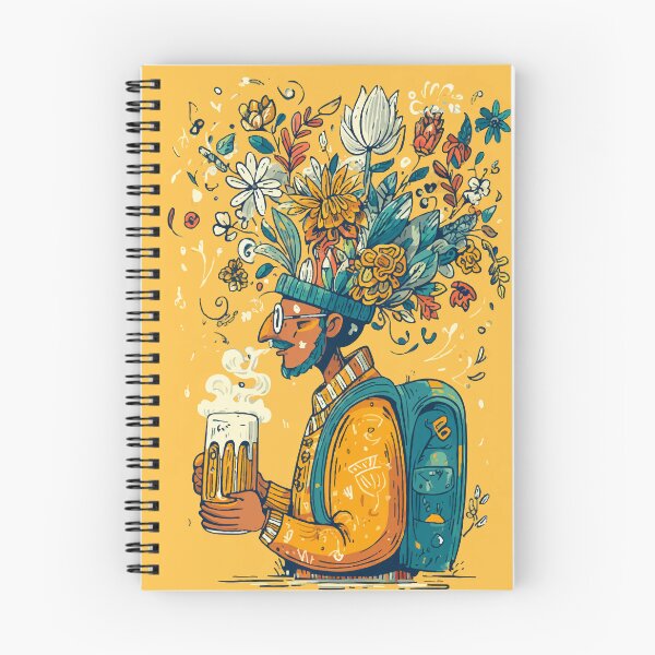 Item preview, Floral Bearded Man with Beer – Whimsical Botanical Fantasy designed and sold by Moss and Moon Studio.