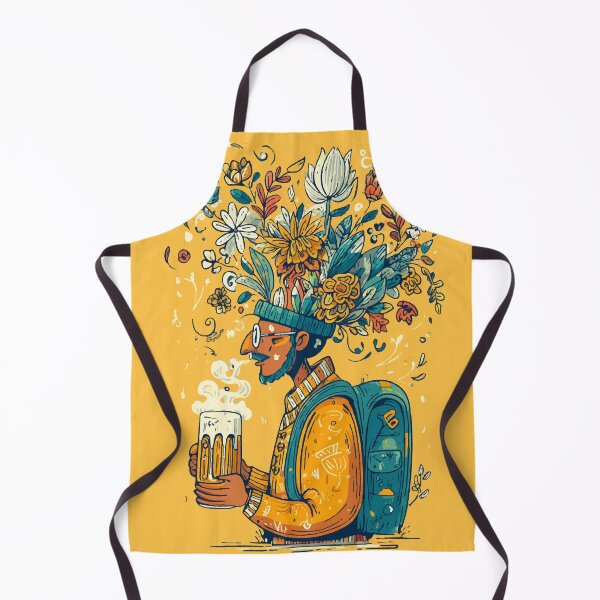 Item preview, Floral Bearded Man with Beer – Whimsical Botanical Fantasy designed and sold by Moss and Moon Studio.