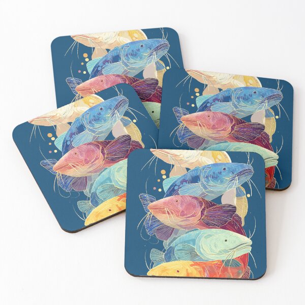 Item preview, Vibrant Catfish Symphony – Stacked Aquatic Art designed and sold by Moss and Moon Studio.