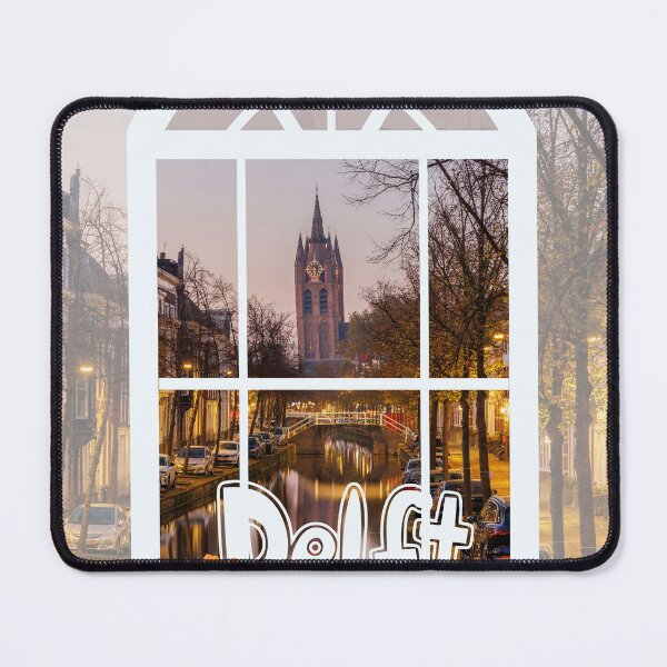 Item preview, Delft Netherlands Window View – Nieuwe Kerk & Canal Cityscape designed and sold by arteena.
