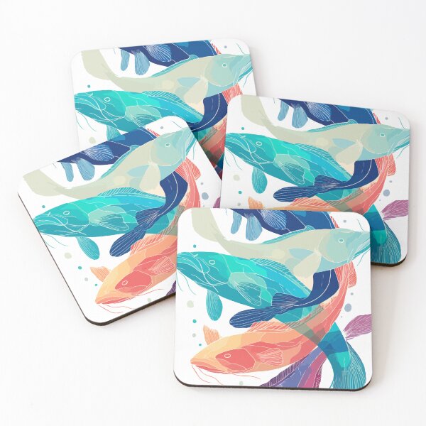 Item preview, Vibrant Catfish Symphony – Stacked Aquatic Art designed and sold by Moss and Moon Studio.