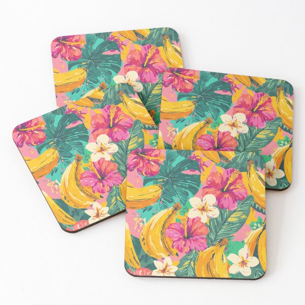 Item preview, Tropical Banana Hibiscus Seamless Pattern designed and sold by Moss and Moon Studio.