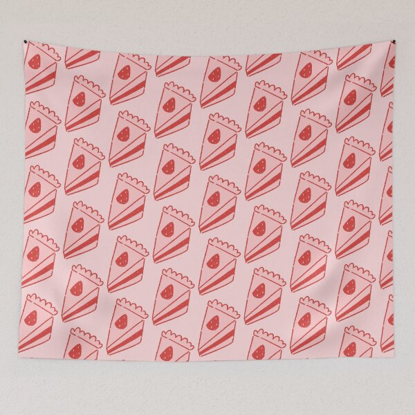 Item preview, Cute Pink Strawberry Cake, kawaii Pastel Dessert Illustration designed and sold by miminoprint.