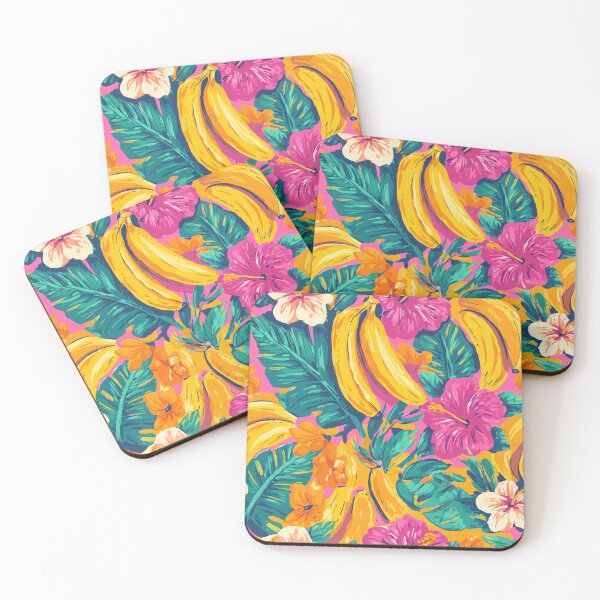 Item preview, Tropical Banana Hibiscus Seamless Pattern designed and sold by Moss and Moon Studio.