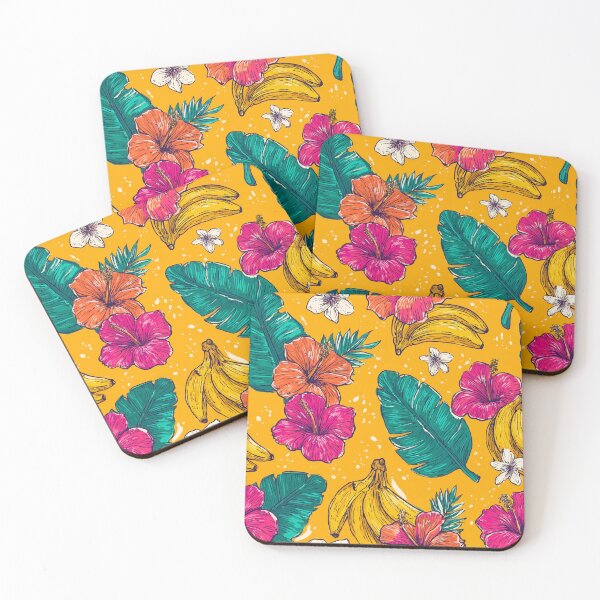 Item preview, Tropical Banana Hibiscus Seamless Pattern designed and sold by Moss and Moon Studio.