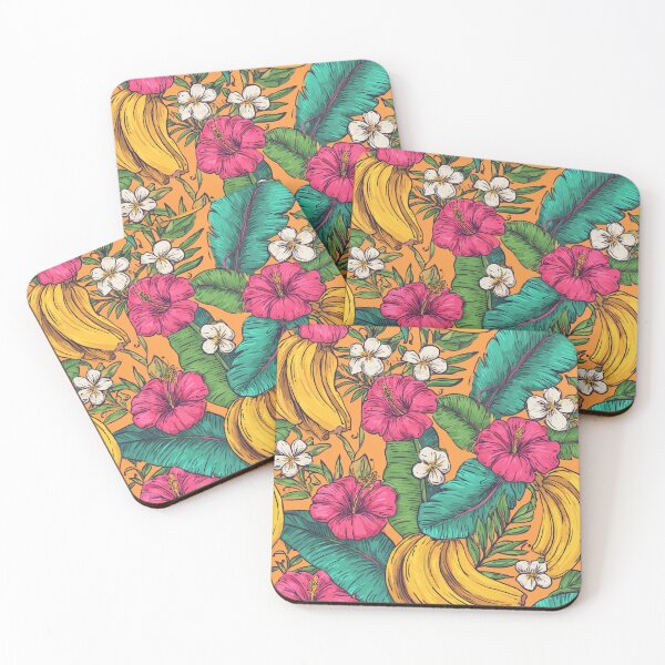 Item preview, Tropical Banana Hibiscus Seamless Pattern designed and sold by Moss and Moon Studio.