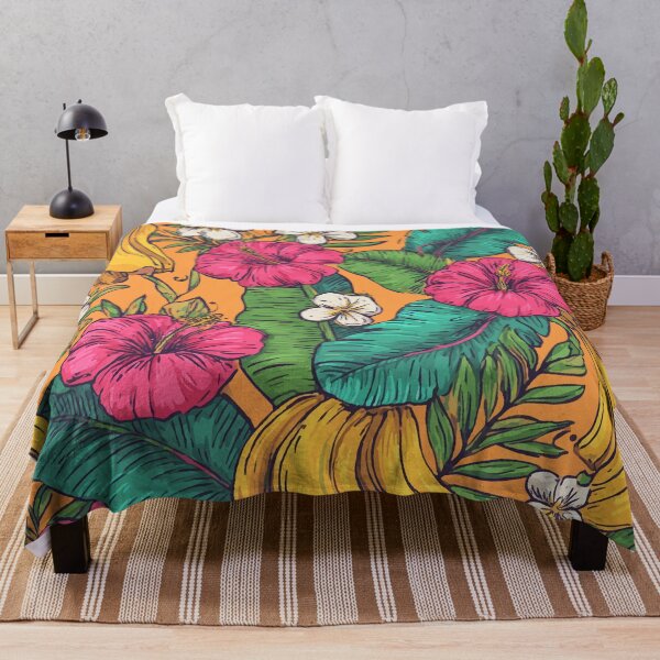 Item preview, Tropical Banana Hibiscus Seamless Pattern designed and sold by Moss and Moon Studio.