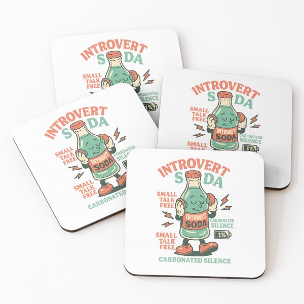 Item preview, Introvert Soda – Limited Talk Edition • Small Talk Free • Carbonated Silence • 1% Social Battery (Retro Mint & Coral Tee) designed and sold by BeetleDots.