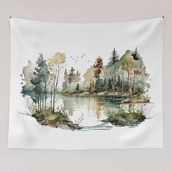 Item preview, Nature's Serenity – Cozy Forest 3 | Watercolor Landscape Art designed and sold by doingly.