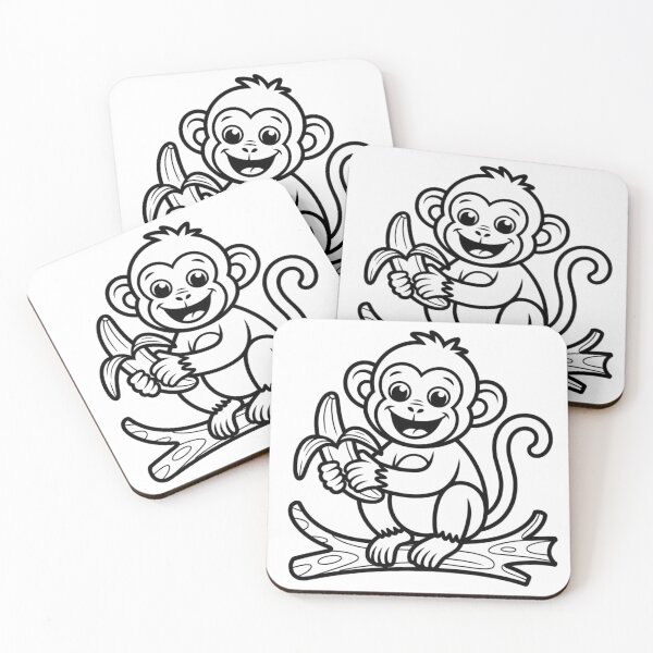Item preview, a mischievous little monkey joyfully holding a banana designed and sold by 123ks.