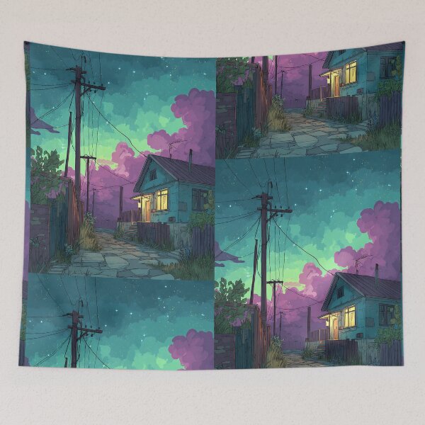 Item preview, Tranquil Lofi Nightscape Art designed and sold by bapupa.
