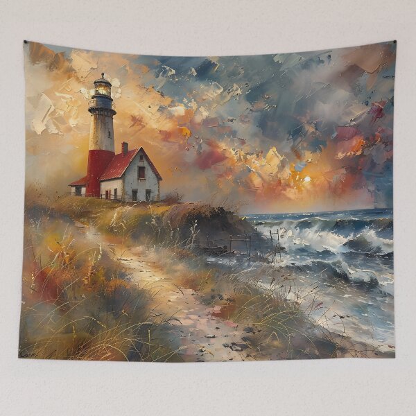 Item preview, Oil Painting of a Lighthouse on an Island 3 designed and sold by FlaskLab.