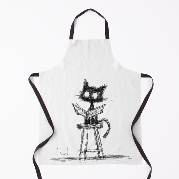 Item preview, Stylized drawing "Reading cat", sketch, studious, concentrated, humor, reading, read, caricature designed and sold by ateliersabourin.