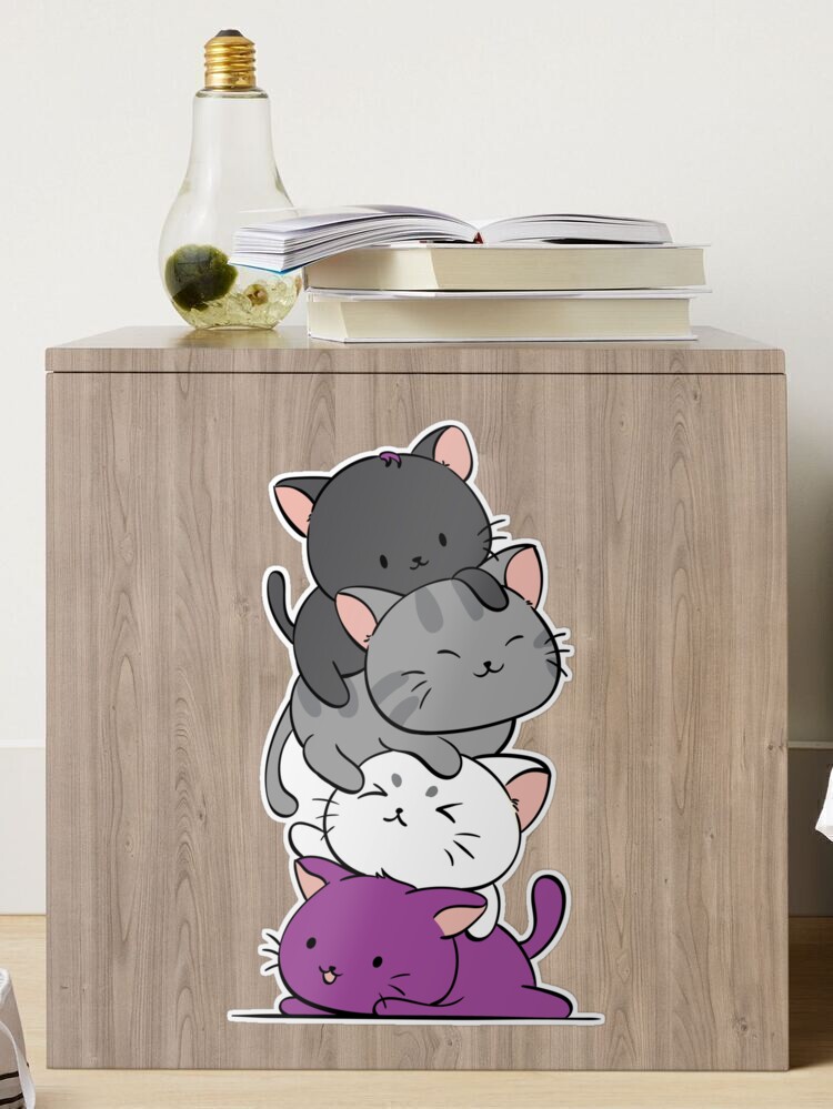 Kawaii Cat Pile Asexual Sticker – Irene Koh Studio