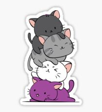 Kawaii Catpile - Asexual Pride Sticker