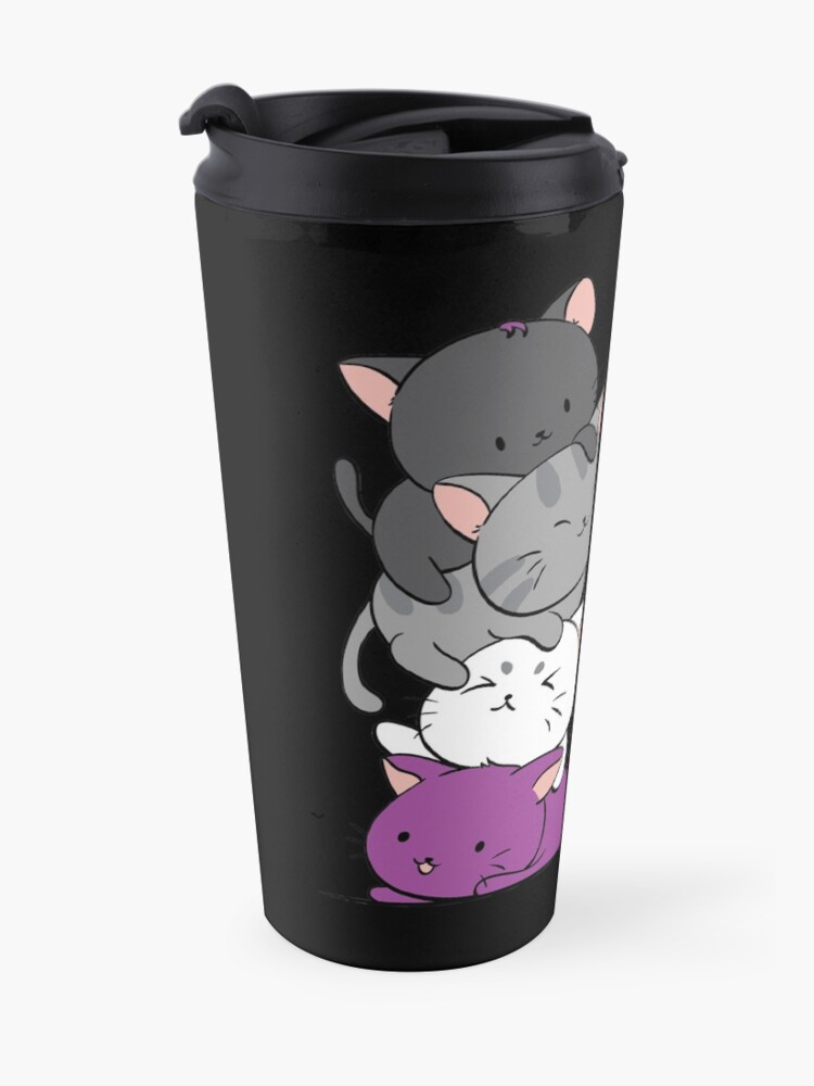 Alternate view of Kawaii Catpile - Asexual Pride Travel Mug
