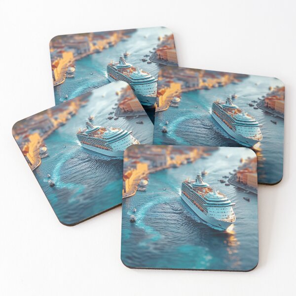 Item preview, A cruise ship docked beside a sunny island 3 designed and sold by FlaskLab.