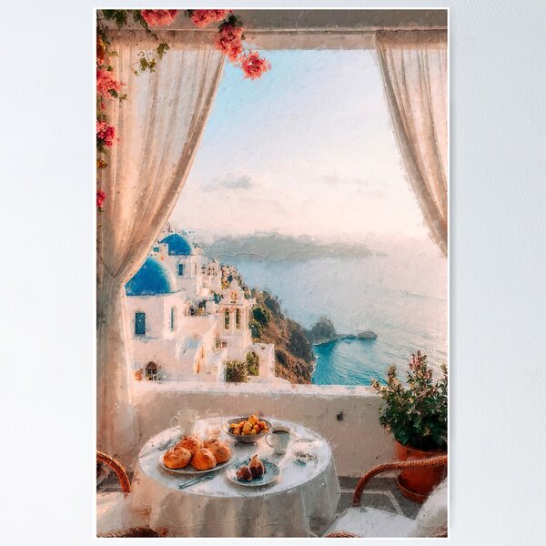 Item preview, Seaside Morning – Santorini designed and sold by weonia-art.