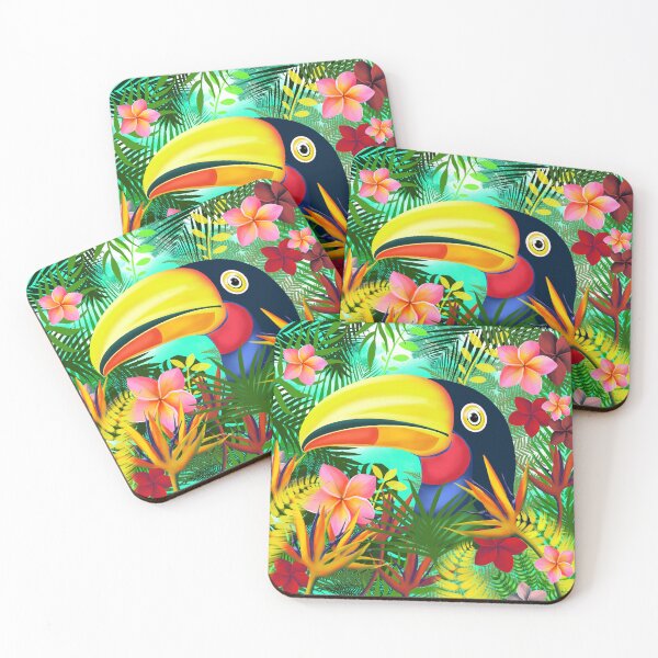 Item preview, Toucan in a sea of flowers - Caribbean dream of color designed and sold by Kreativa1.