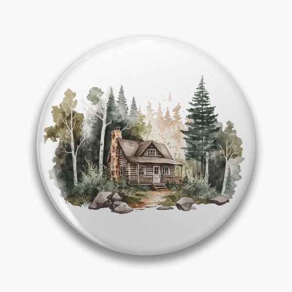 Item preview, Nature’s Serenity – Cozy Forest 2 | Log Cabin in Autumn Watercolor Scene designed and sold by doingly.