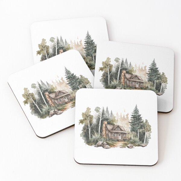 Item preview, Nature’s Serenity – Cozy Forest 2 | Log Cabin in Autumn Watercolor Scene designed and sold by doingly.
