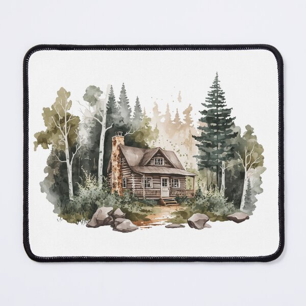 Item preview, Nature’s Serenity – Cozy Forest 2 | Log Cabin in Autumn Watercolor Scene designed and sold by doingly.