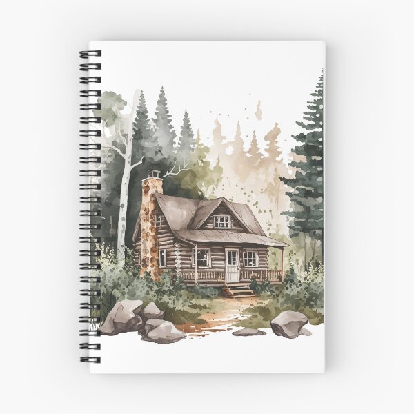 Item preview, Nature’s Serenity – Cozy Forest 2 | Log Cabin in Autumn Watercolor Scene designed and sold by doingly.