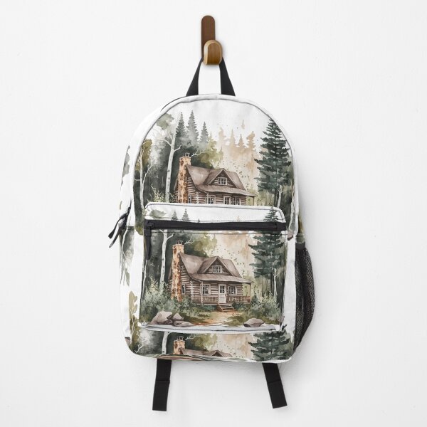 Item preview, Nature’s Serenity – Cozy Forest 2 | Log Cabin in Autumn Watercolor Scene designed and sold by doingly.