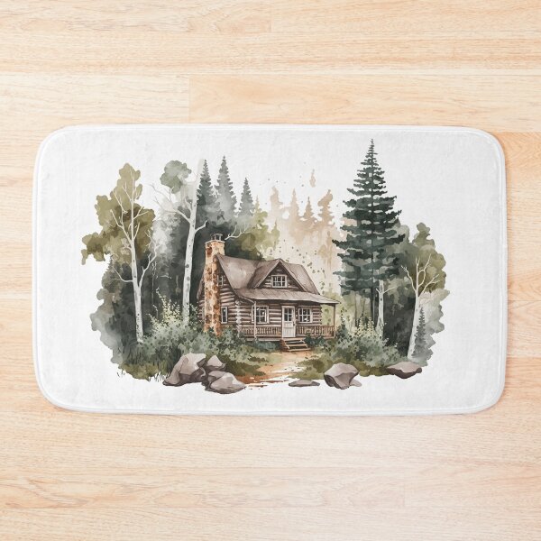 Item preview, Nature’s Serenity – Cozy Forest 2 | Log Cabin in Autumn Watercolor Scene designed and sold by doingly.