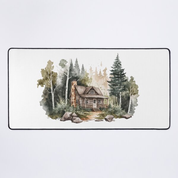 Item preview, Nature’s Serenity – Cozy Forest 2 | Log Cabin in Autumn Watercolor Scene designed and sold by doingly.