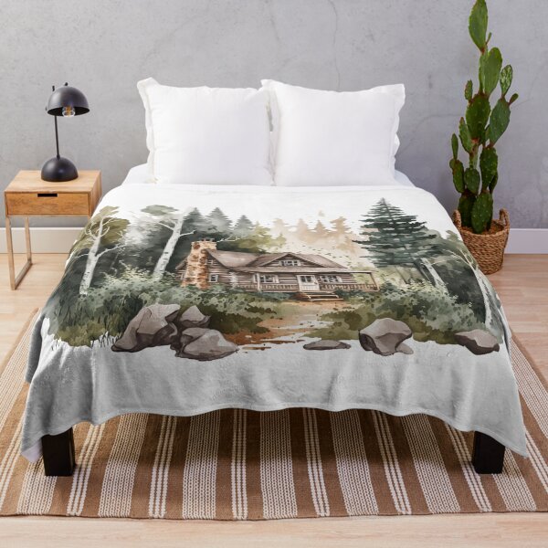 Item preview, Nature’s Serenity – Cozy Forest 2 | Log Cabin in Autumn Watercolor Scene designed and sold by doingly.